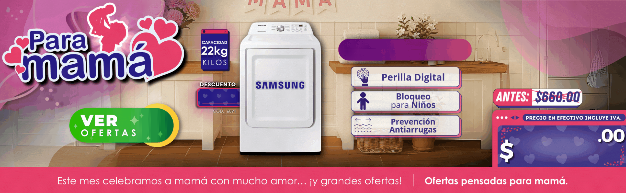 SECADORA SAMSUNG DV22A3200PW/AP MAYO 2025