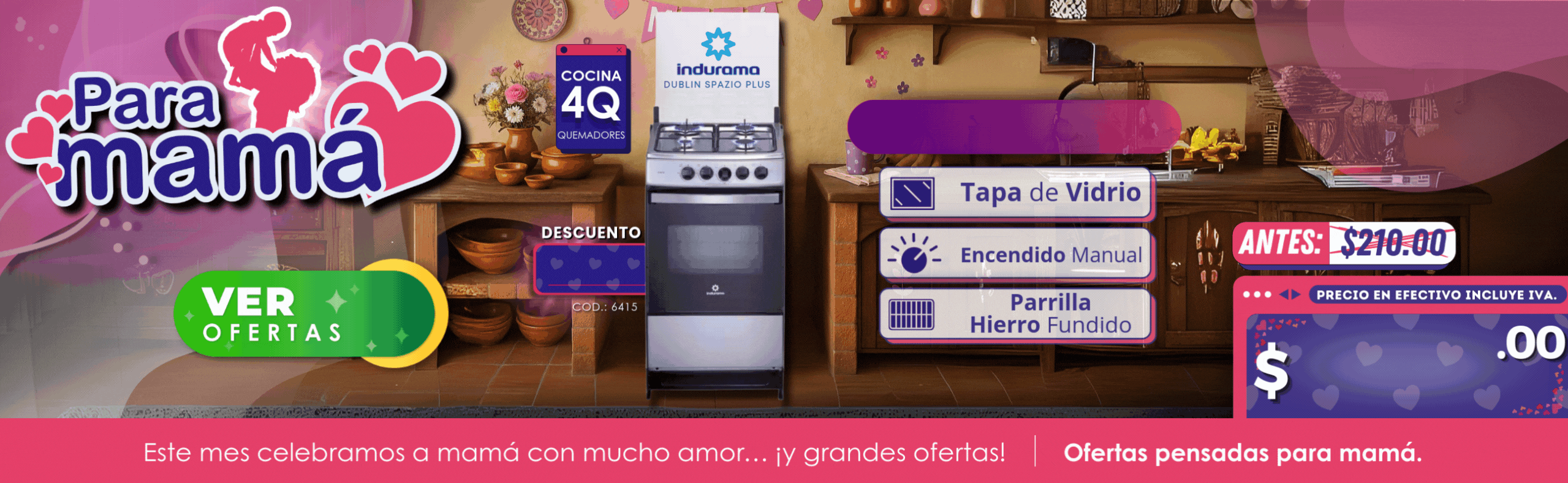 COCINA A GAS INDURAMA DUBLIN