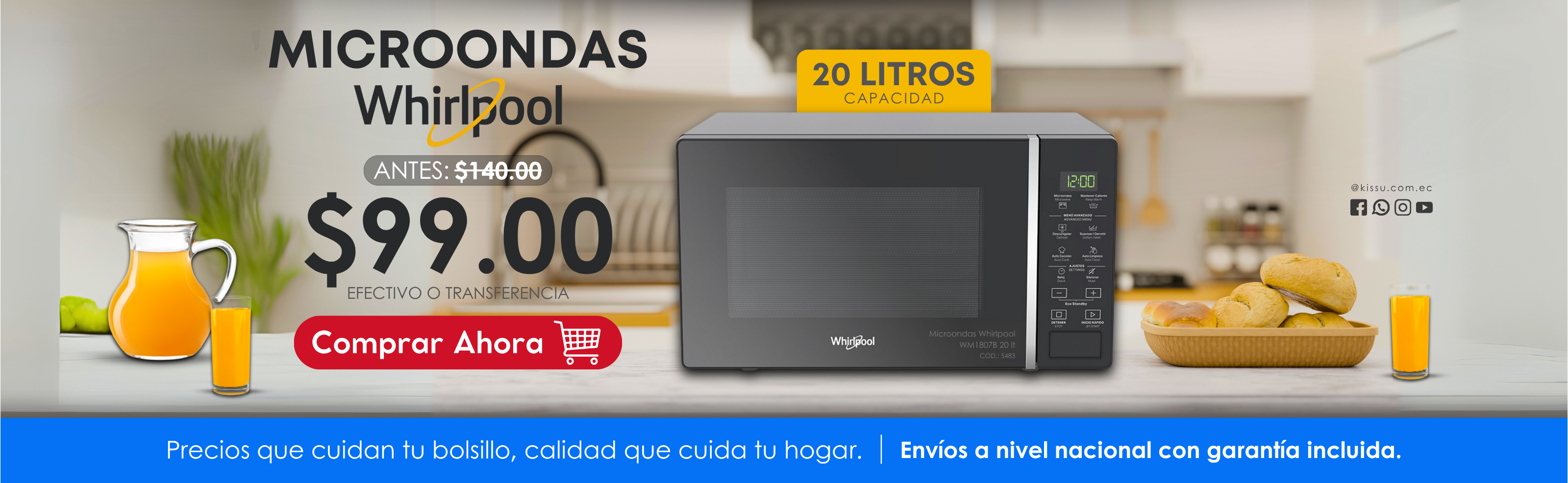 MICROONDAS WHIRLPOOL WM1807B 20 LT