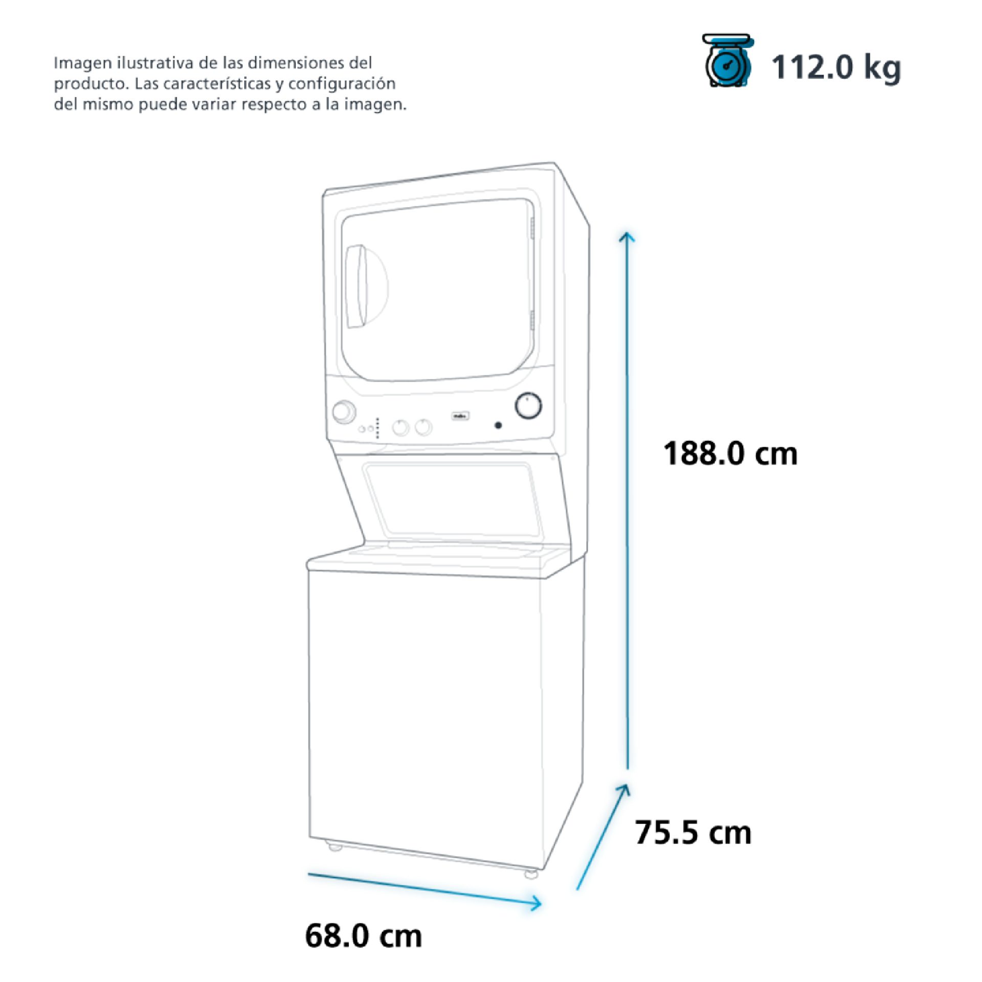 LAVADORA SECADORA EN TORRE ELECTRICA MABE MCL2040ESDG0 20 KG 220V