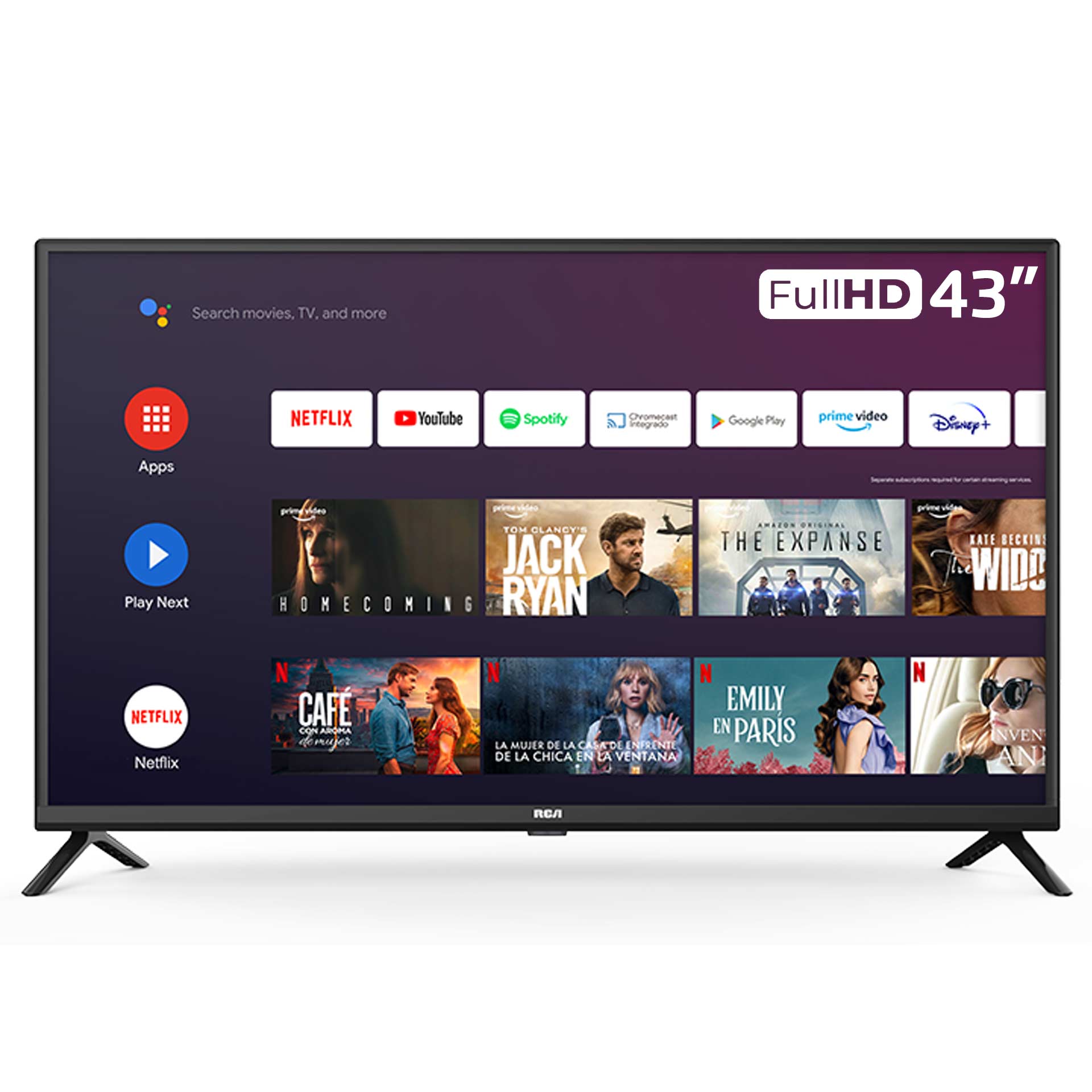 SMART TV RCA 43RCAQ680LN 43  FHD (1920X1080) LED ANDROID GOOGLE TV GOOGLE  ASSISTANT BLUETOOTH