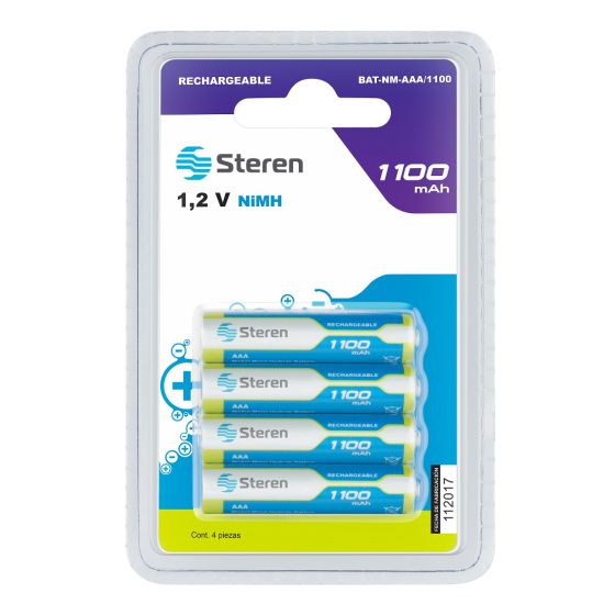 PILAS AAA STEREN BAT-NM-AAA/1100 4 PILAS RECARGABLES DE ALTA CAPACIDAD 1100  MAH