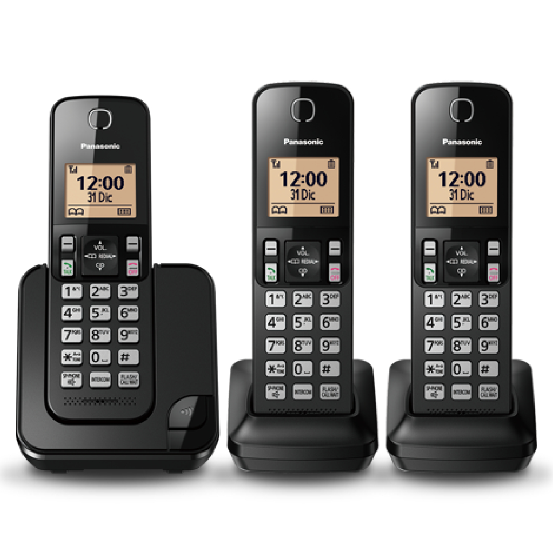  Teléfono inalámbrico Panasonic KX-TGE433B con contestador y 3  teléfonos, Negro : Todo lo demás