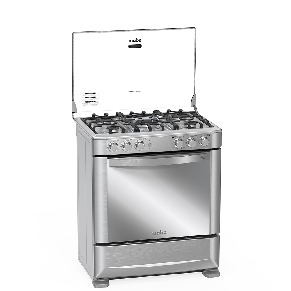 COCINA A GAS MABE EM7635FX0 5 QUEMADORES TRIPLE CORONA GRILL A GAS 76 CM