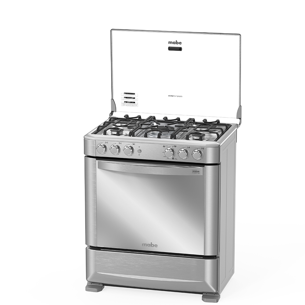 COCINA A GAS MABE EM7635FX0 5 QUEMADORES TRIPLE CORONA GRILL A GAS 76 CM