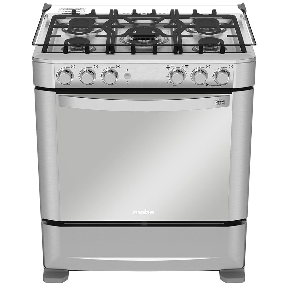 COCINA A GAS MABE EM7635FX0 5 QUEMADORES TRIPLE CORONA GRILL A GAS 76 CM