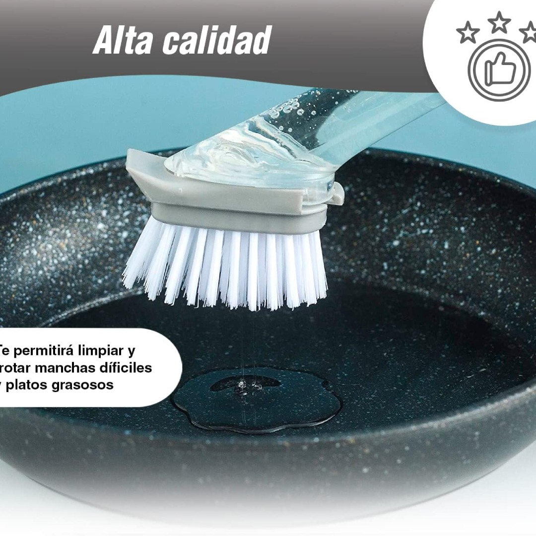 CEPILLO CON DISPENADOR DE JABÓN 4VARI008002 IDEAL PARA FREGAR