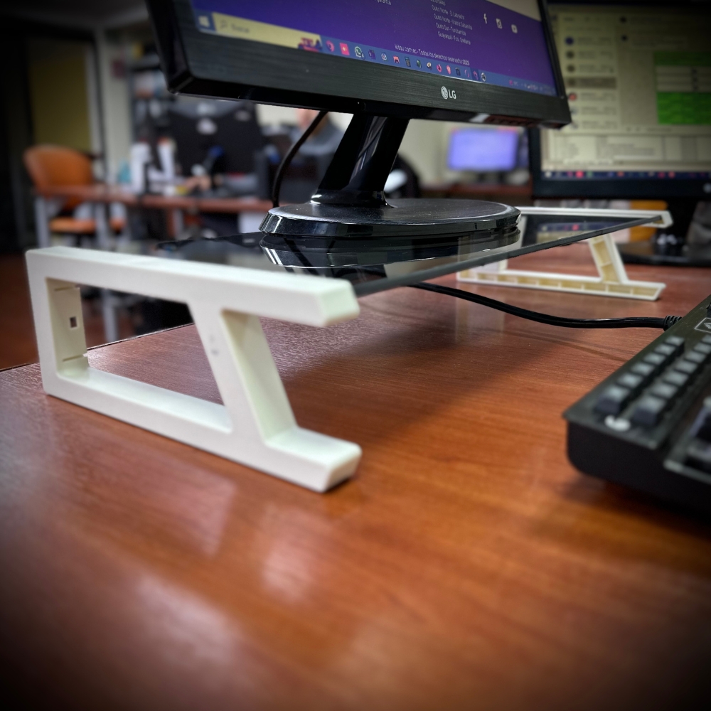 Soporte cromado para monitor de ordenador tipo escritorio