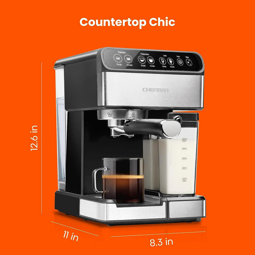 MÁQUINA DE EXPRESO CAPUCHINO LATE 1.8 L CHEFMAN RJ54 - TVentas