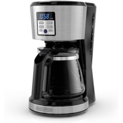 Cafetera Programable, con Jarra de Vidrio de 12 Tazas Acero Inoxidable,  negro 