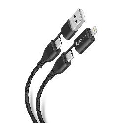 Cable Multiconexion USB/USB C a USB C/Micro USB 1 m. marca Steren.